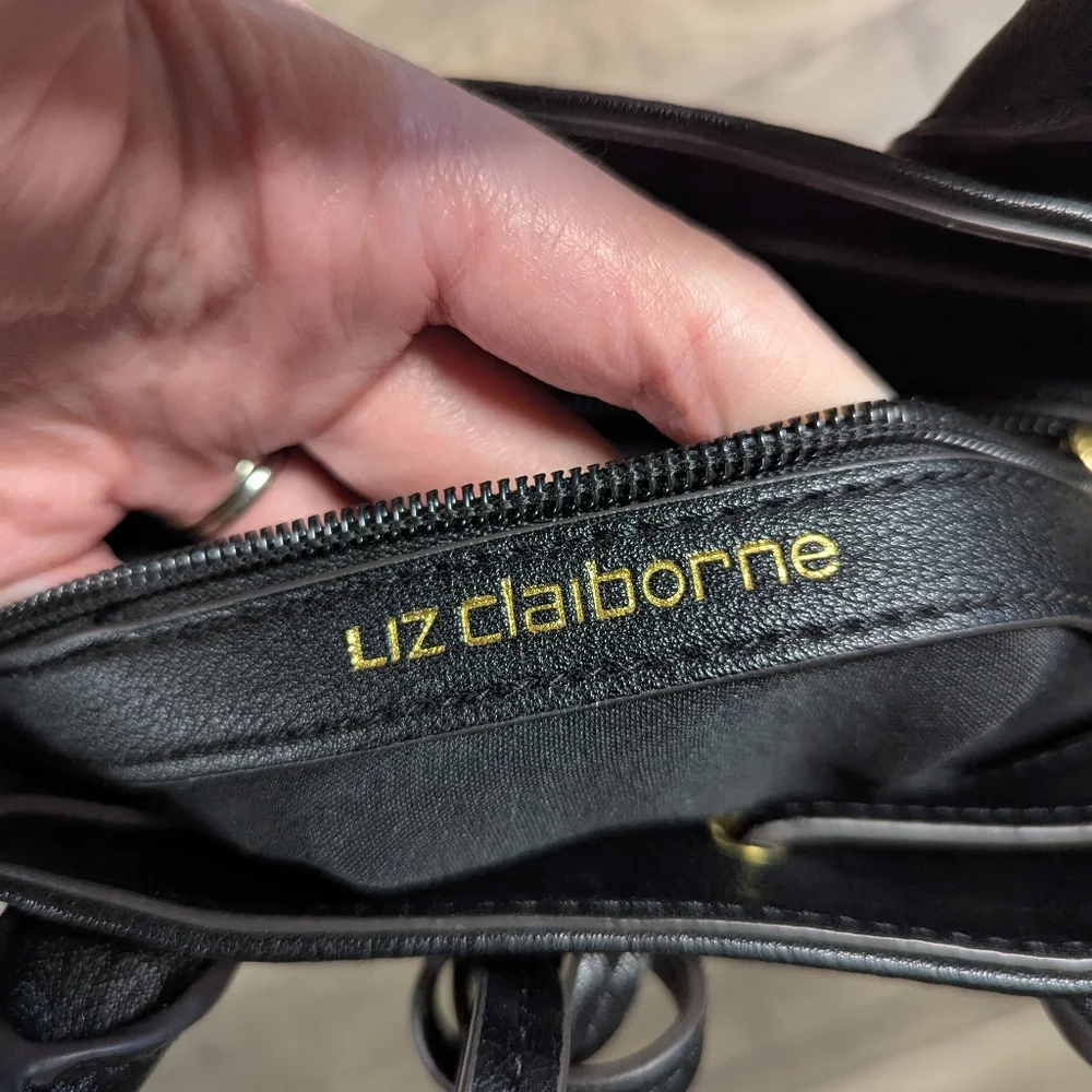 Liz Claiborne Black Elephant‎ Handbag With Knotted Bow Detail